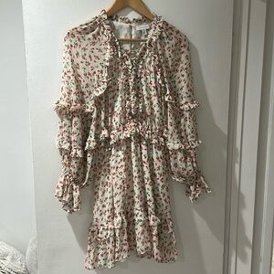 Topshop Floral Frilly Ruffle Dress - Size 4